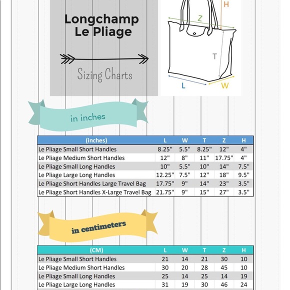 longchamp size chart in cm
